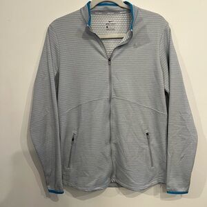Nike women’s Light Gray Jacket with Blue Trim